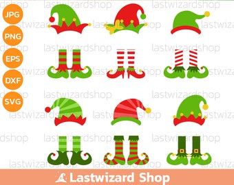 Elf Hat And Feet Svg, Christmas Elf Legs Bundles Svg, Christmas Elf Bundle Png, Elf Monogram, Dxf, Png, Eps, Cutting Files For Cricut