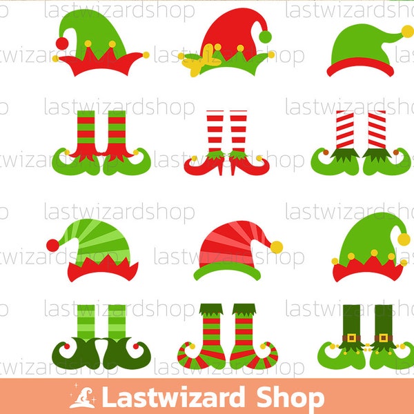 Elf Hat And Feet Svg, Christmas Elf Legs Bundles Svg, Xmas Santa, Elf Monogram, Dxf, Png, Eps, Cutting Files For Cricut