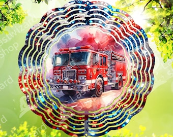 Molinillo de viento de bomberos de rescate PNG, diseño de sublimación de bomberos voluntarios, arte de jardín de héroes del departamento, descarga digital de primeros auxilios