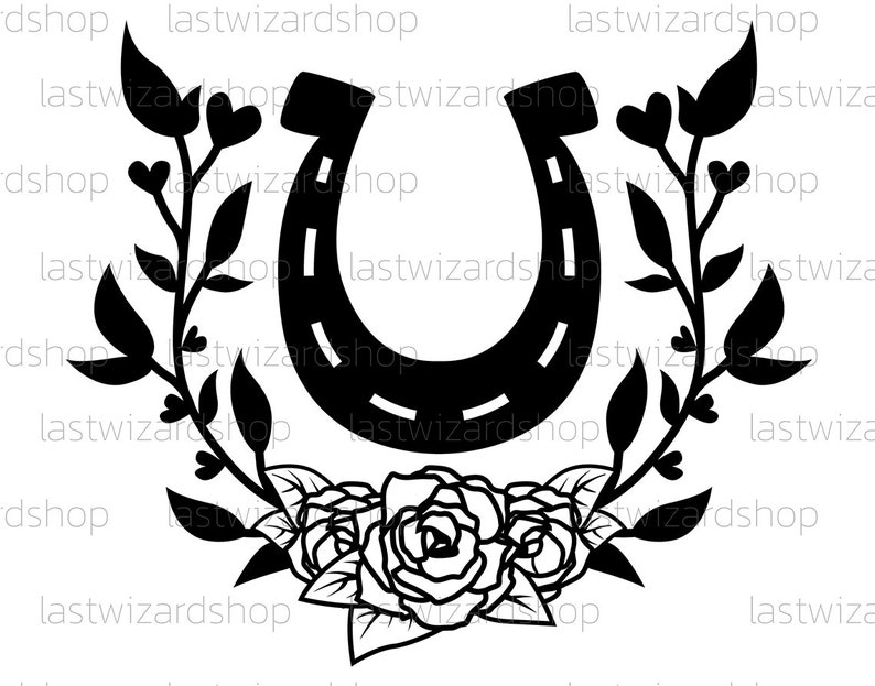 Floral Horseshoe Svg Horseshoe With Rose Svg Flower Svg Etsy