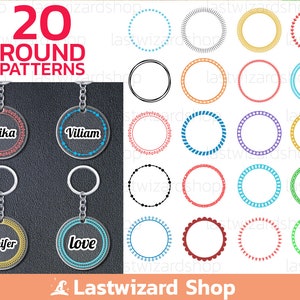 Circle Frame Keychain Svg, Round Keychain Svg, Keyring Pattern, Monogram, Keychain Background Svg, Key Fob Svg, Keychain Patterns Svg Png