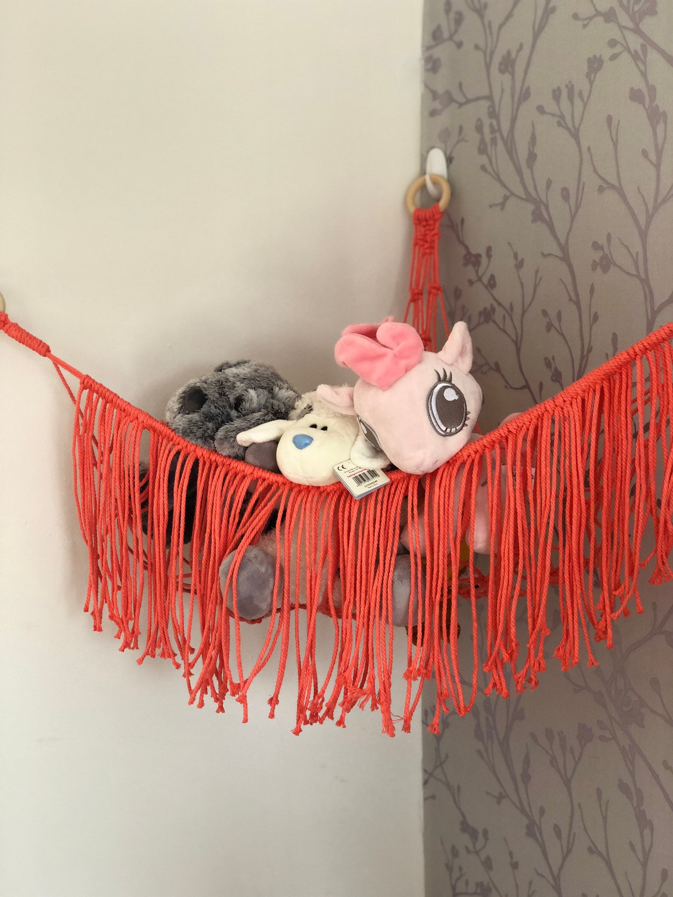 Handmade macrame soft toy hammock l Bedroom decor l Nursery l Etsy