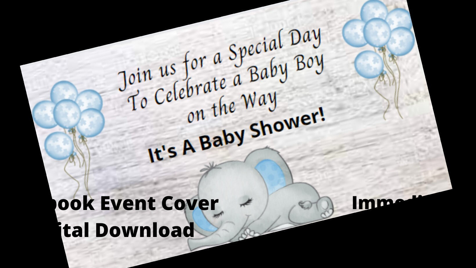 Baby Shower Facebook Cover Photo Elephant Digital Download Etsy
