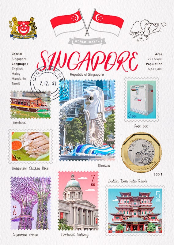 SINGAPOUR 30 Timbres-poste Pays asiatique Culture Oblitérations postales  Papier Artisanat Collage Art altéré Scrapbooking Étiquettes Fournitures  dartisanat -  France