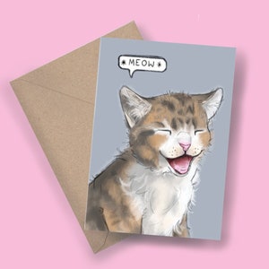 Cat Card - Kitten Card - Cat Birthday Card - A6 - Funny Cute Animal Cards - Cat Lovers Card - Blank Inside - Eco Friendly