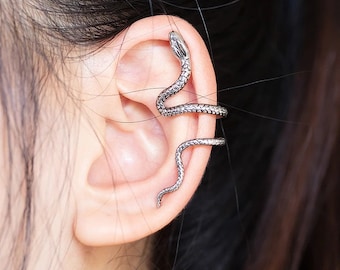 Snake Ear Cuff Steel Silver Ear Climber No Pierce Adjustable Ear Jewellery Best Friend Gifts for Her