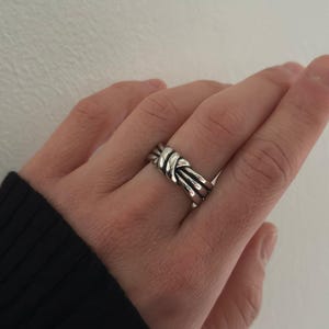 Knot Statement Ring, Adjustable Ring, Chunky Ring, Silver Ring Set, Gothic Ring, Gothic Jewelry, Punk Jewelry, Stackable Rings, Promise Ring