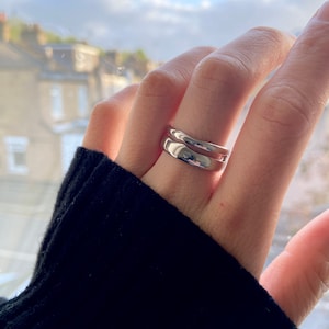 Minimalist Geometric Silver Ring Set, Adjustable Open Rings, Indie Stackable Rings, Gifts for her
