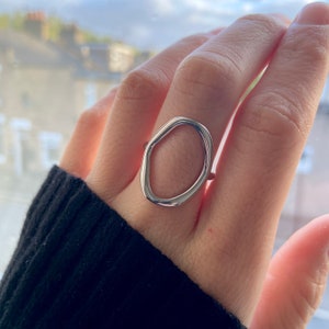 Minimalist Geometric Silver Ring Set, Adjustable Open Rings, Indie Stackable Rings, Gifts for her