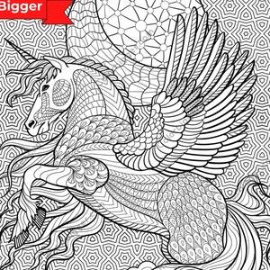 Huge Unicorn coloring poster in sizes 24x32 or 36x48, home decor, wall art, christmas gift