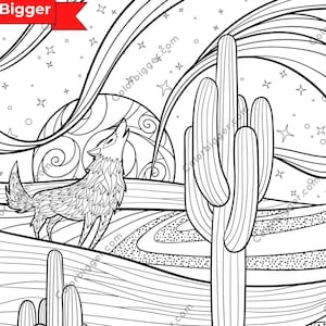 Huge Desert coloring poster in sizes 24x32 or 36x48, home decor, wall art, christmas gift