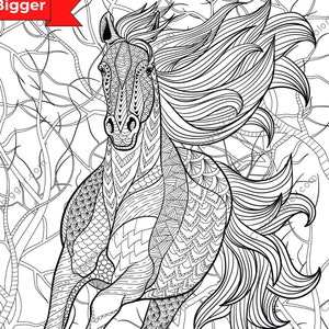 Huge Horse coloring poster (now in two sizes). This running stallion and a beautiful background provide hours of coloring fun.