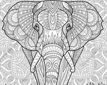 Huge Elephant coloring poster in sizes 24x32 or 36x48, home decor, wall art, christmas gift