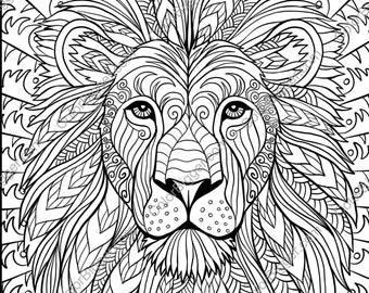 Huge Lion coloring poster in sizes 24x32 or 36x48, home decor, wall art, christmas gift