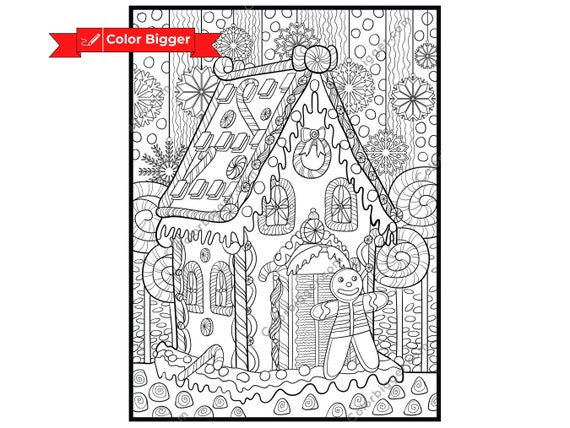 Huge Gingerbread House Coloring Poster in Sizes 24x32 or - Etsy