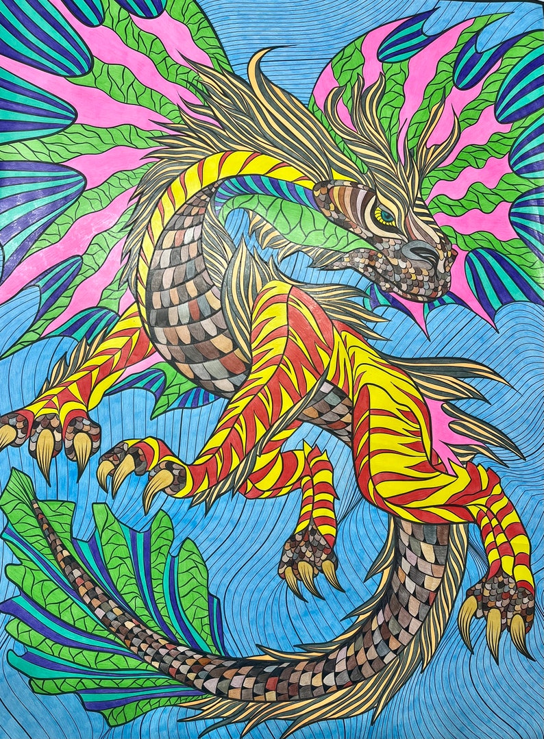 Huge Dragon coloring poster in sizes 24x32 or 36x48 home image 2
