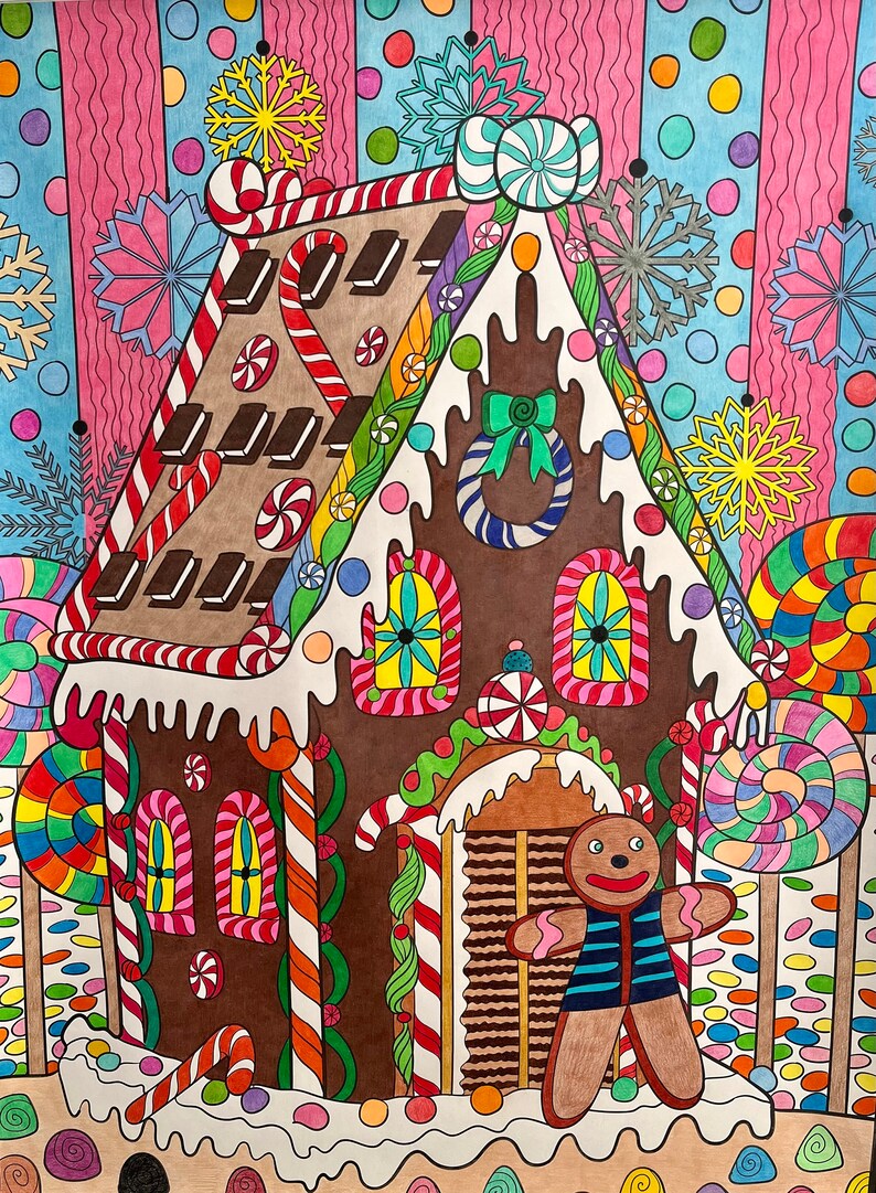 Huge Gingerbread House Coloring Poster in Sizes 24x32 or 36x48, Home ...
