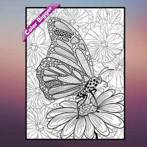Huge Butterfly coloring poster in sizes 24x32 or 36x48, home decor, wall art, christmas gift
