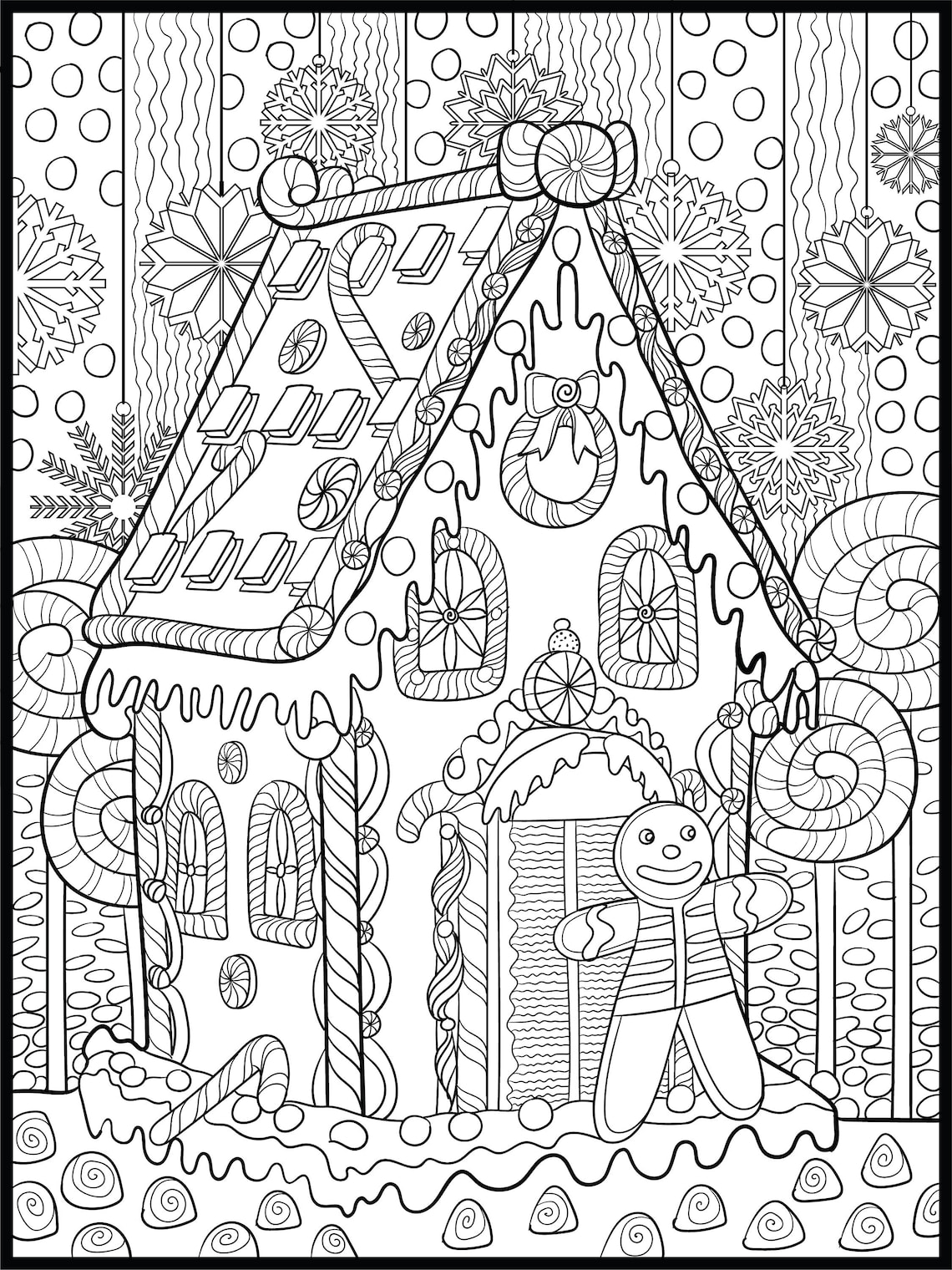 Huge Gingerbread House Coloring Poster in Sizes 24x32 or 36x48, Home ...