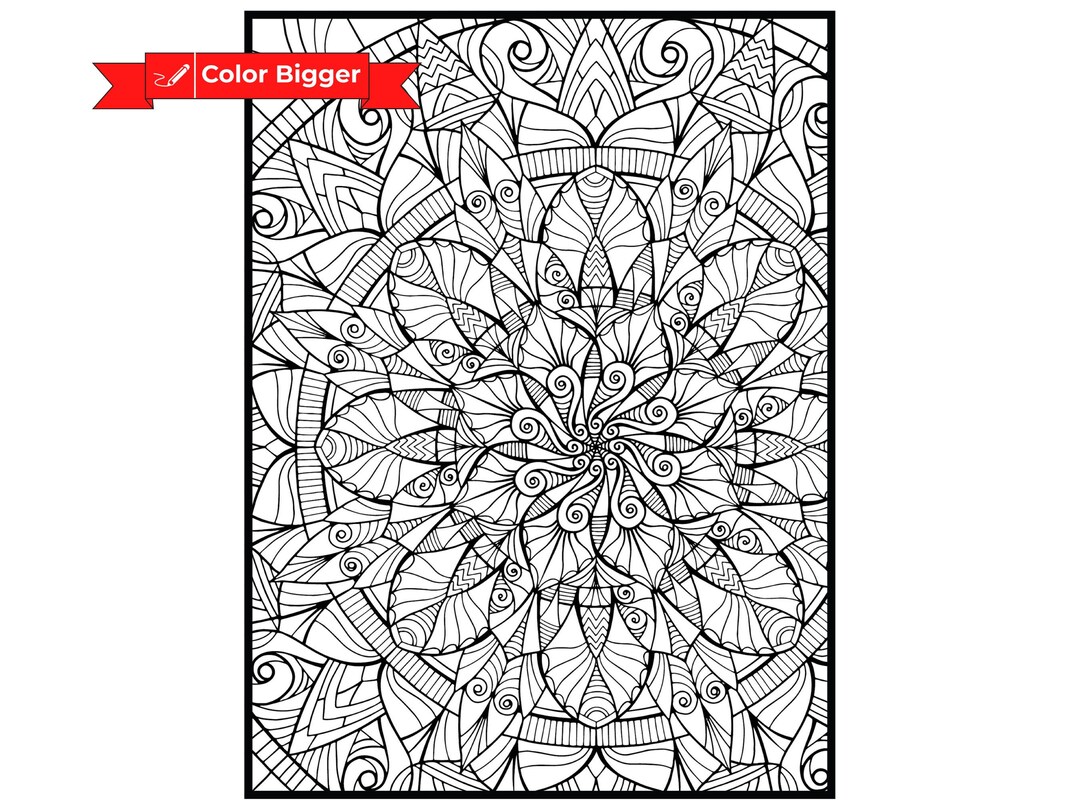 Huge Mandala Coloring Poster in Sizes 24x32 or 36x48, Home Decor, Wall ...