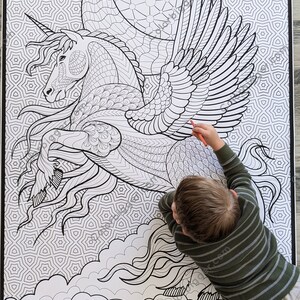 Huge unicorn coloring poster on high quality thick paper.  Available in two sizes.