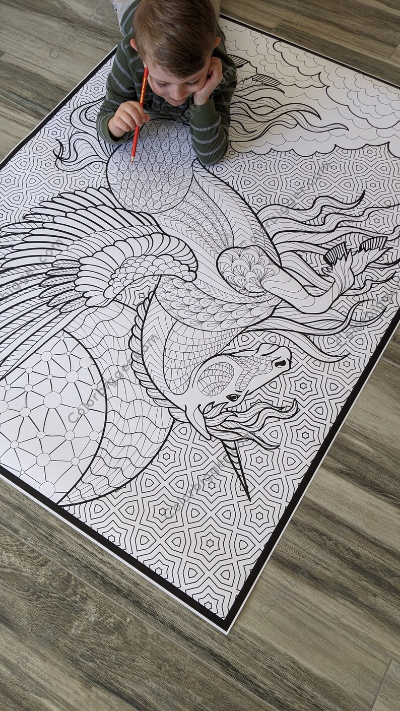 Huge unicorn coloring poster on high quality thick paper.  Available in two sizes.