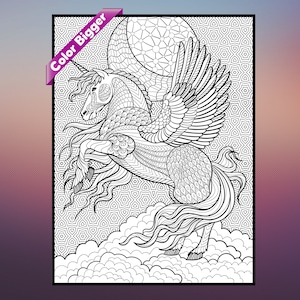 Huge Unicorn coloring poster in sizes 24x32 or 36x48, home decor, wall art, christmas gift