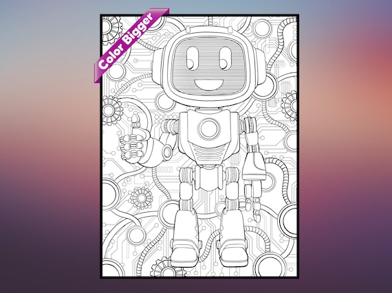 Giant Robot Coloring Poster – Family Activity, Classroom, Teachers