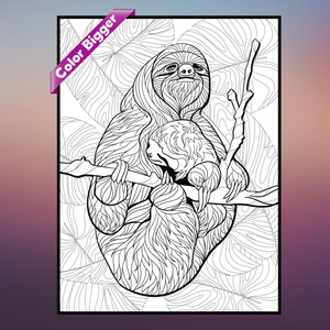 Huge Sloth coloring poster in sizes 24x32 or 36x48, home decor, wall art, christmas gift