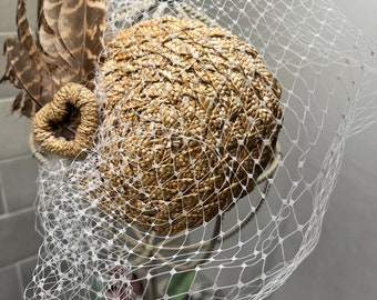 Straw Fascinator with netting