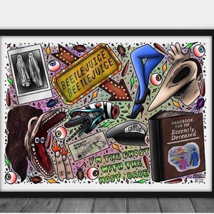 Beetlejuice Print  Traditional Tattoo Neo Traditional Tattoo Flash Art Tattoo Flash Tattoo Art Print Poster