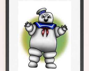 Stampa artistica con tatuaggio di Marshmallow Man Stay Puft: arredamento per la casa Ghostbusters