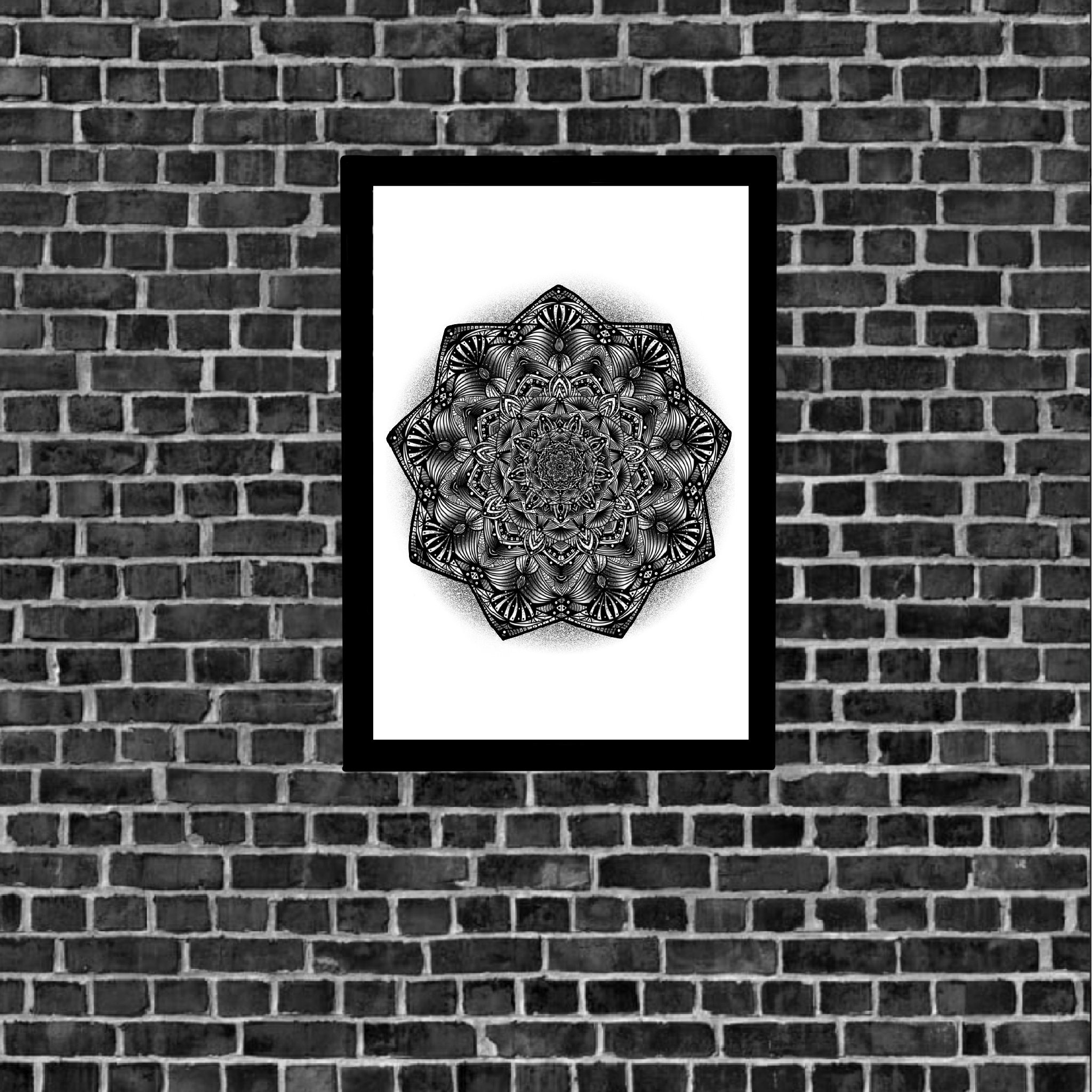 Mandala wall art home decor black and white | Etsy