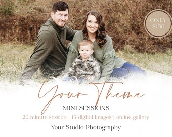 Completely editable Mini Session Template for Photoshop. You can change the words, fonts, colors, and pictures. Very versatile template.