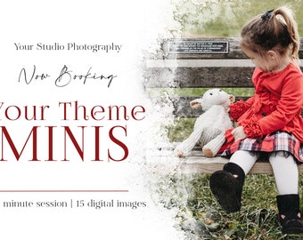 Completely editable Mini Session Template for Photoshop. You can change the words, fonts, colors, and pictures. Very versatile template.