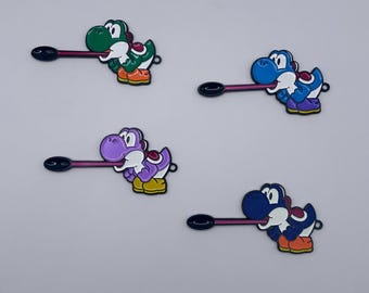 Llavero con cuchara de esmalte duro de Yoshi en 4 colores