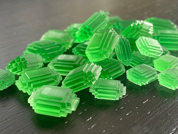 Handmade Minecraft 3D Emeralds in three sizes - Replica Gems for Gamers