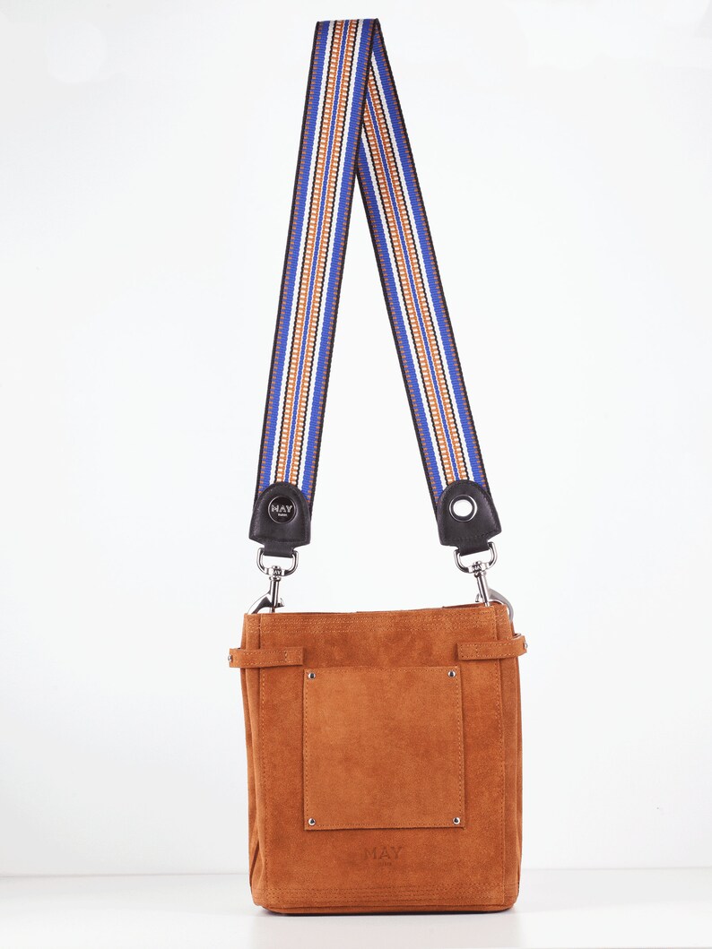 Bucket bag shoulder strap Caramel suede leather Santa Fé Collection Majorelle et Caramel