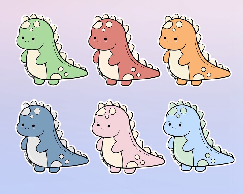 Cute Baby Dino Stickers Etsy