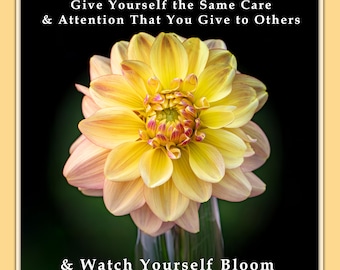 Photography Canvas of Macro Photo of Dahlia Flower - w/Inspirational Saying