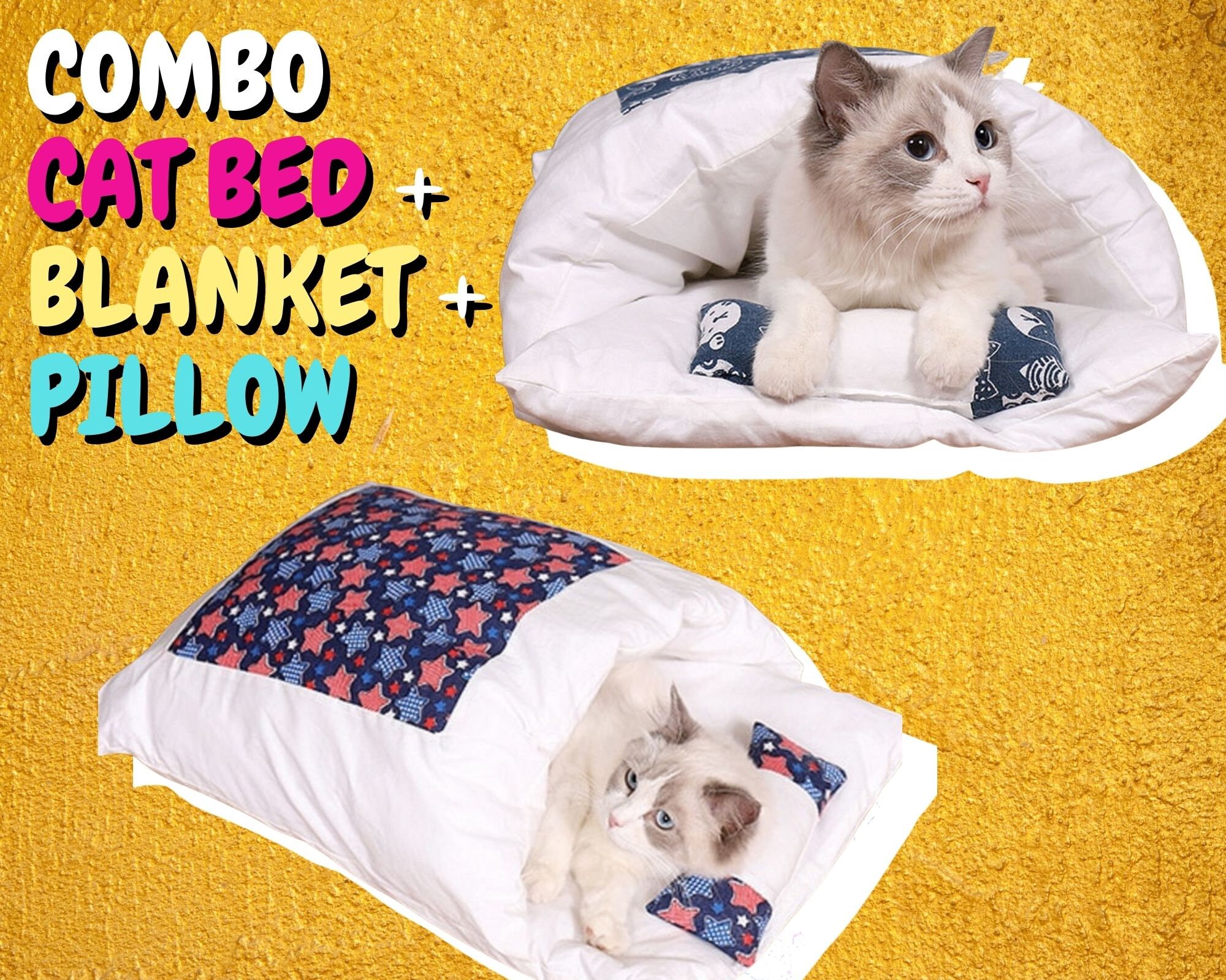 1Piece Cute Cat Bed with Blanket & Pillow Multi Colors and Etsy