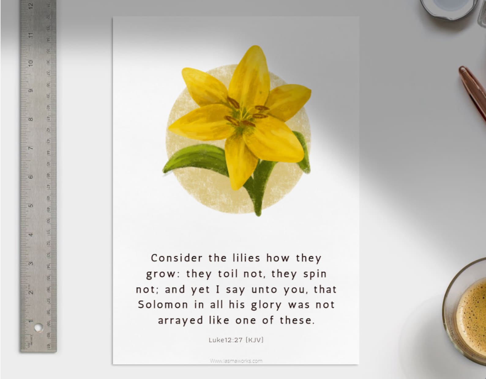 Lily Yellow Bible Verses Printable Poster Christian wall art Etsy