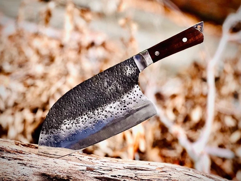 Heavy duty Carbon steel Cleaver / Meat chopper with Burnt Camel bone a –  Titan International K.