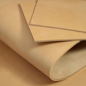 Strong Italian bare leather, natural brown, tallowed, Ecopelle certified, can be punched, 4.0-4.5 mm #vtn4