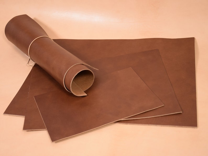 Blank leather Dosset selection brown/black/red 3.6-4.0 mm saddle leather thick leather vegetable tanned whisky-braun