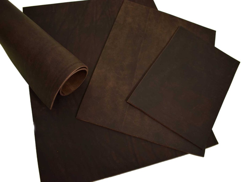 Blank leather Dosset selection brown/black/red 3.6-4.0 mm saddle leather thick leather vegetable tanned Dunkel-Braun
