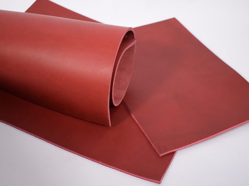 Blank leather Dosset selection brown/black/red 3.6-4.0 mm saddle leather thick leather vegetable tanned Oxblood-Red