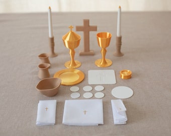 Miniature mass kit for children with linen - to play priest