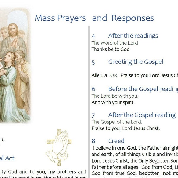 Mass Prayers and Responses - TO BE PRINTED - A4 double sided pdf