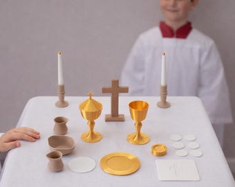 Kit esencial para la Misa Infantil – Objetos litúrgicos católicos en miniatura, Montessori, juguete religioso, regalo de comunión